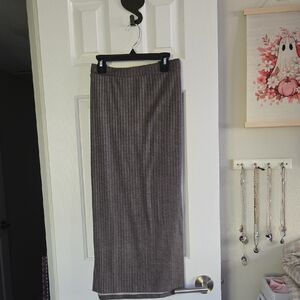 LulaRoe Violet Grey Ribbed Midi Skirt- Lg